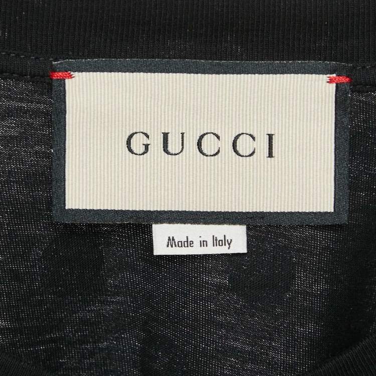 Pre Owned Gucci Black Vintage Logo and Polka-Dots Print Jersey T-Shirt XS