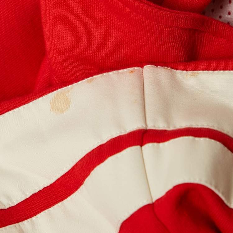 Pre Owned Gucci Red Round Interlocking Applique Jersey Skirt and Jacket Set L