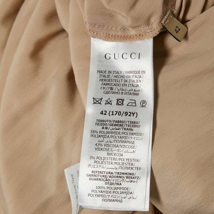 Pre Owned Gucci Beige Swiss Dot Tulle One-Shoulder Maxi Dress M