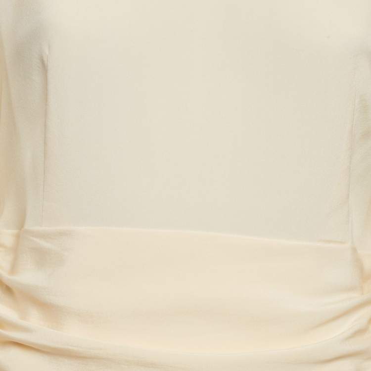 مملوكة مسبقًا Gucci Yellow Silk Ruched Detail Mini Dress M