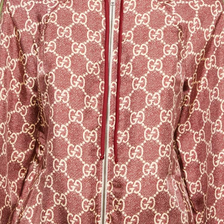 مملوكة مسبقًا Gucci Red GG Supreme Silk Zip-Up Jacket XS