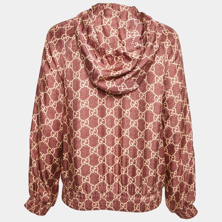 مملوكة مسبقًا Gucci Red GG Supreme Silk Zip-Up Jacket XS
