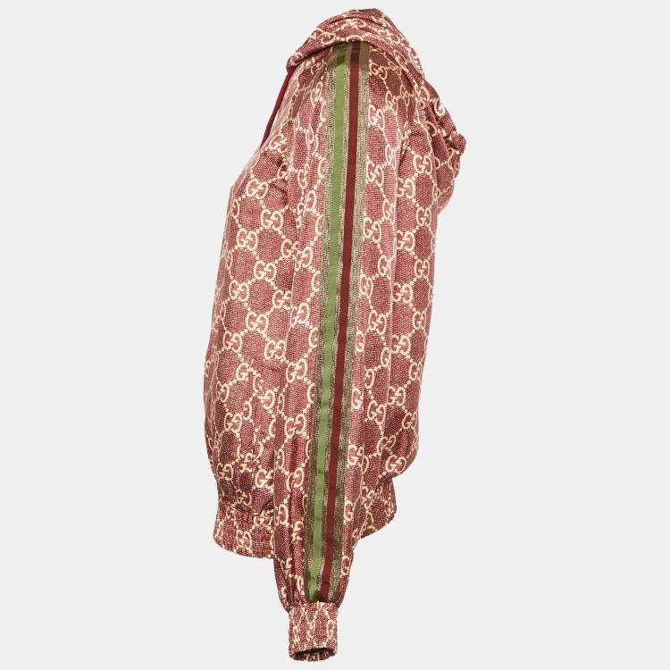 مملوكة مسبقًا Gucci Red GG Supreme Silk Zip-Up Jacket XS