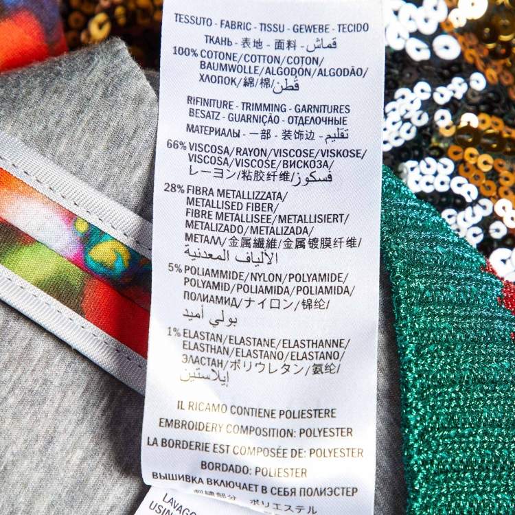مملوكة مسبقًا Gucci Multicolor Floral Print Cotton Sequined Sweatshirt S
