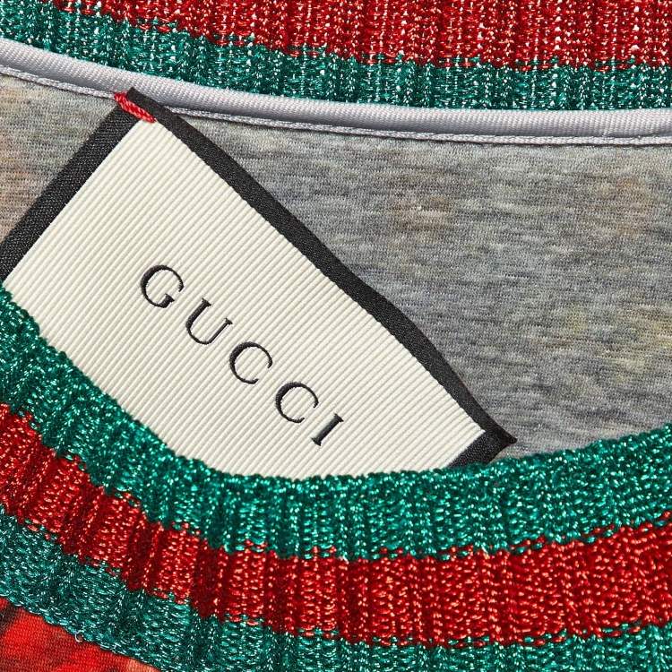 مملوكة مسبقًا Gucci Multicolor Floral Print Cotton Sequined Sweatshirt S