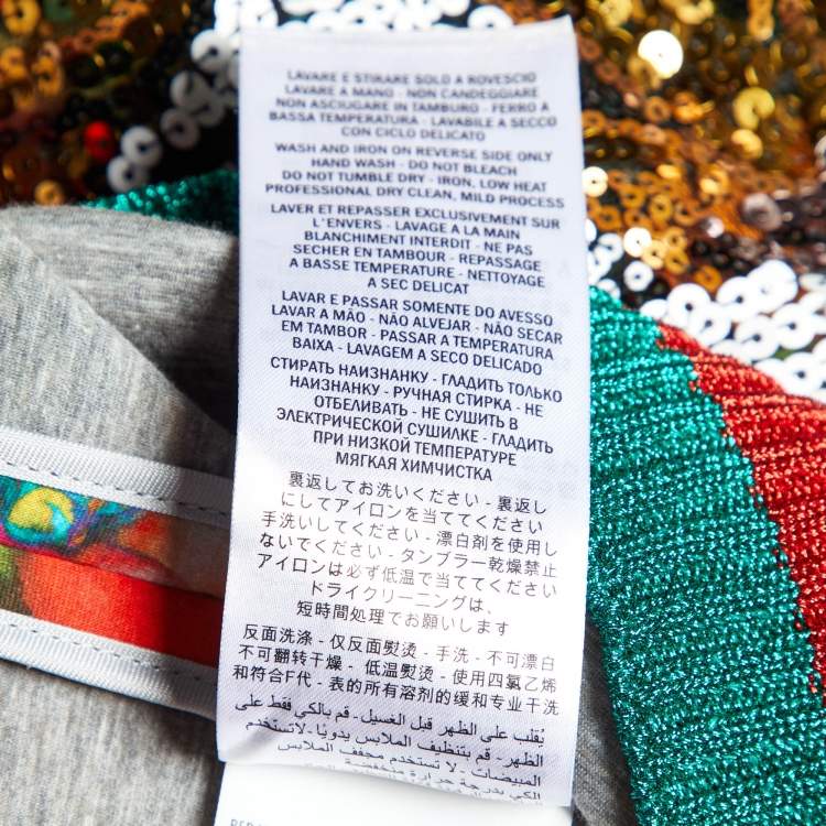 مملوكة مسبقًا Gucci Multicolor Floral Print Cotton Sequined Sweatshirt S