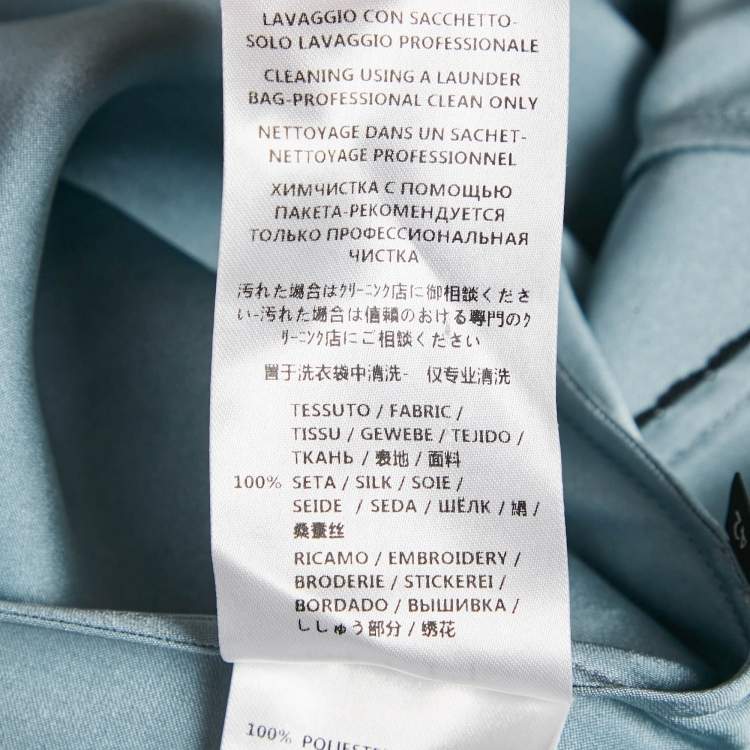 Pre Owned Gucci Blue Silk Satin Strawberry Patch Detail Camisole M