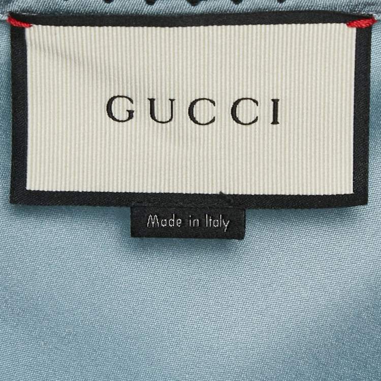 Pre Owned Gucci Blue Silk Satin Strawberry Patch Detail Camisole M