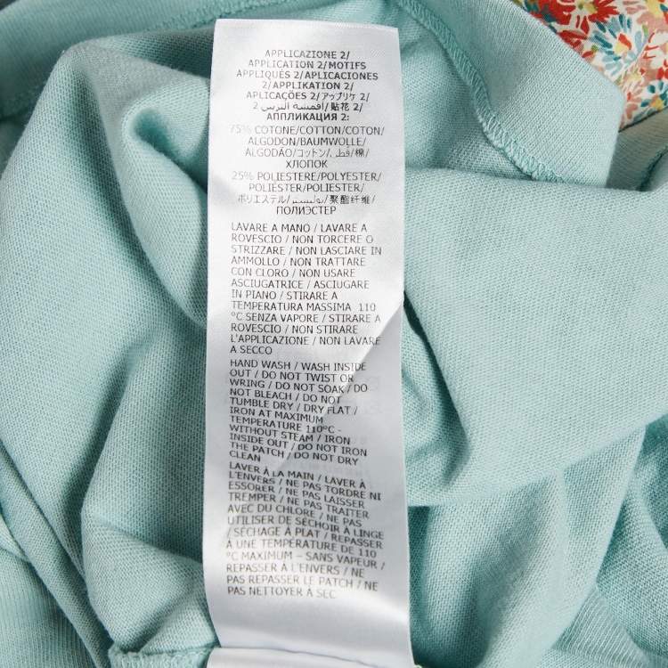 Pre Owned Gucci Blue Heart Applique Jersey Liberty London Edition T-Shirt XS