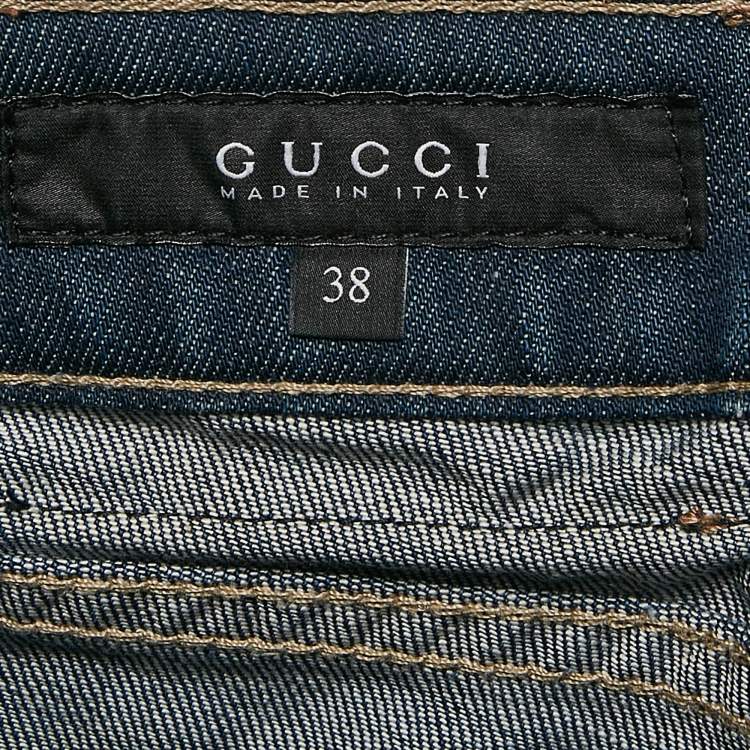 Pre Owned Gucci Navy Blue Denim Straight Leg Jeans S Waist 28"