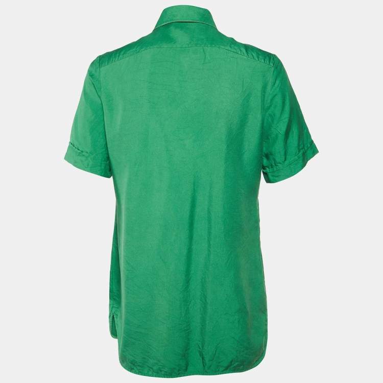Pre Owned Gucci Green Silk Button Front Shirt S