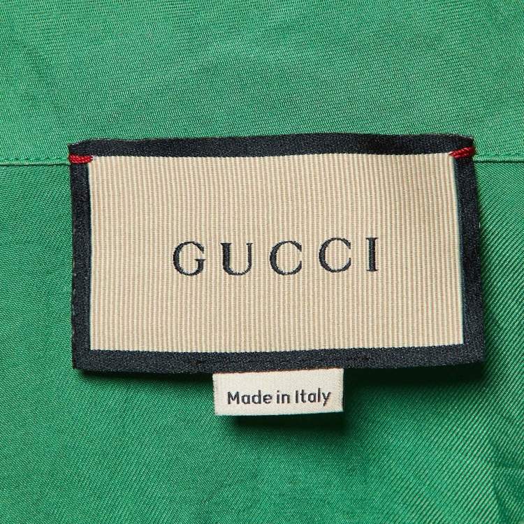 Pre Owned Gucci Green Silk Button Front Shirt S