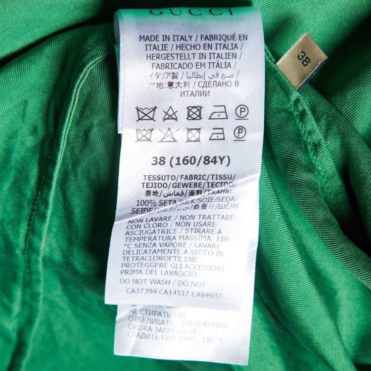 Pre Owned Gucci Green Silk Button Front Shirt S