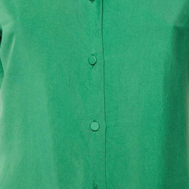Pre Owned Gucci Green Silk Button Front Shirt S