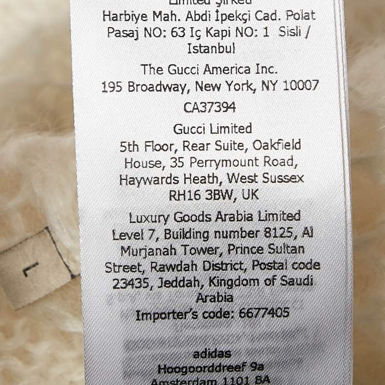 Pre Owned Gucci X Adidas Ivory Mohair Knit Button Front Cardigan L