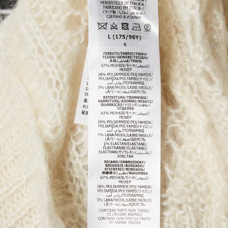 Pre Owned Gucci X Adidas Ivory Mohair Knit Button Front Cardigan L