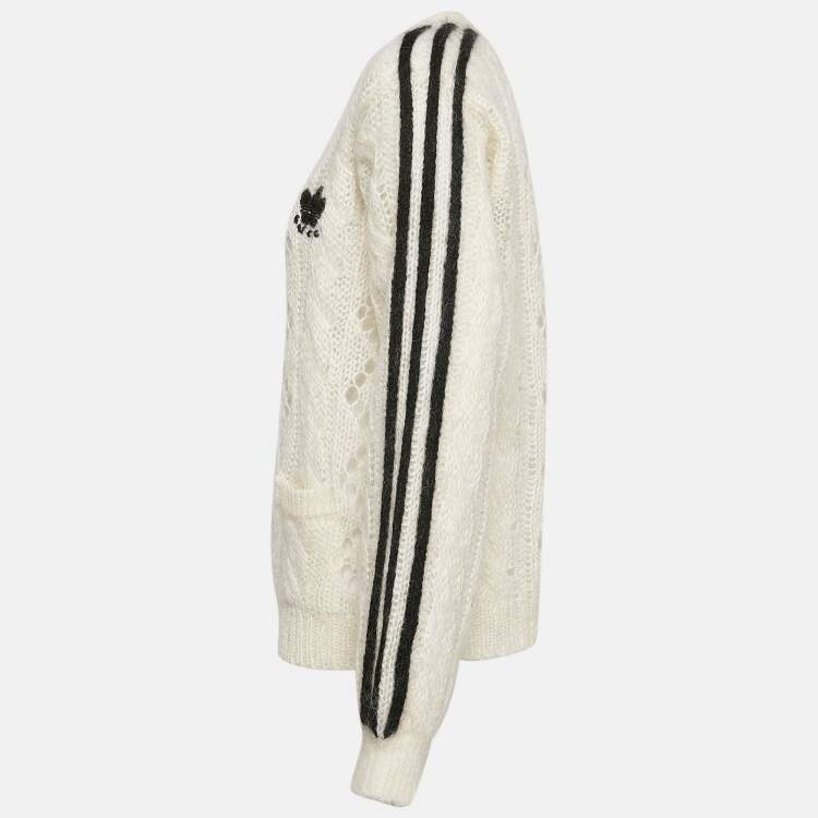 Pre Owned Gucci X Adidas Ivory Mohair Knit Button Front Cardigan L