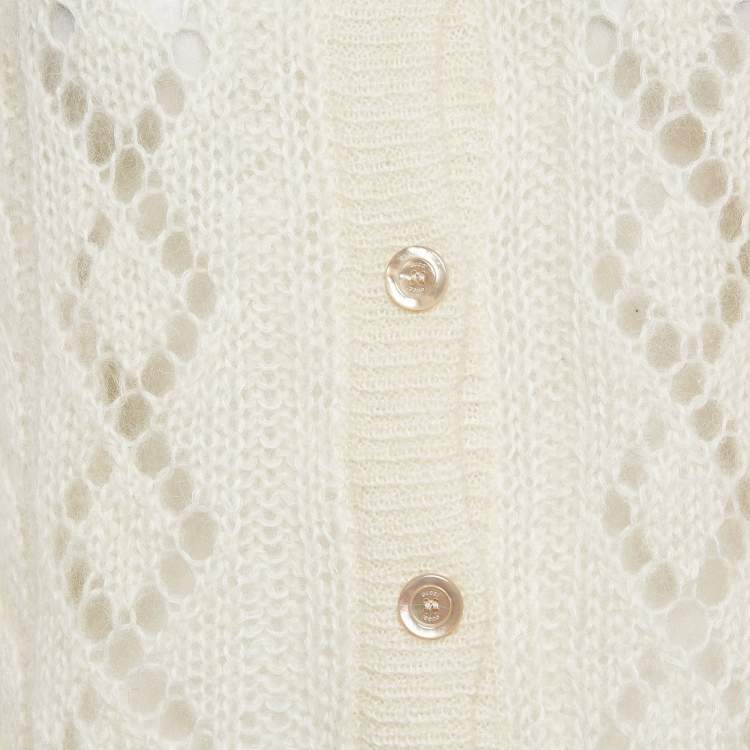 Pre Owned Gucci X Adidas Ivory Mohair Knit Button Front Cardigan L