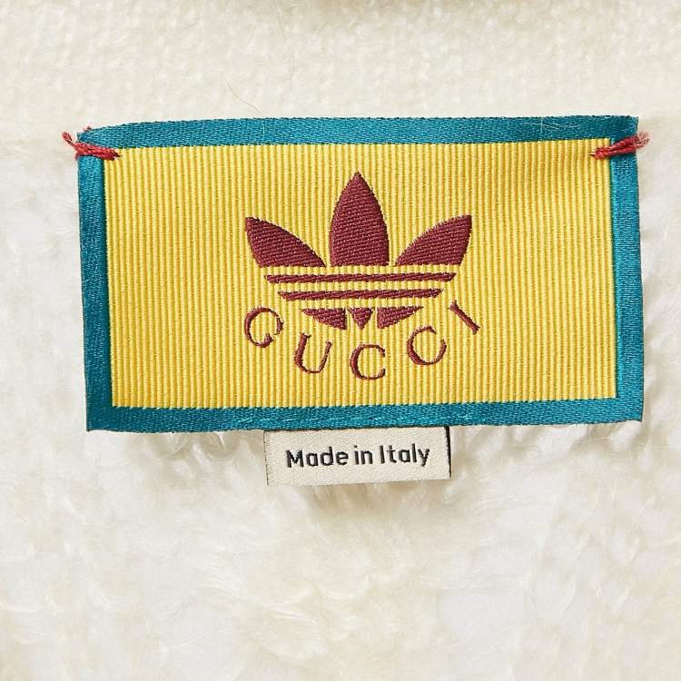 Pre Owned Gucci X Adidas Ivory Mohair Knit Button Front Cardigan L