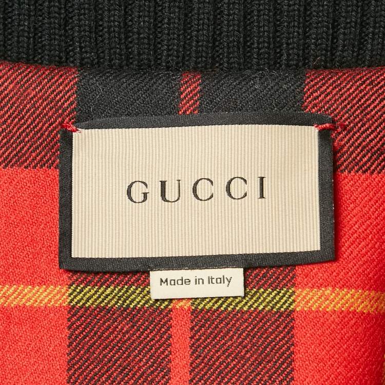 Pre Owned Gucci Black Nylon Rib Trim Nylon Padded Bomber Jacket S
