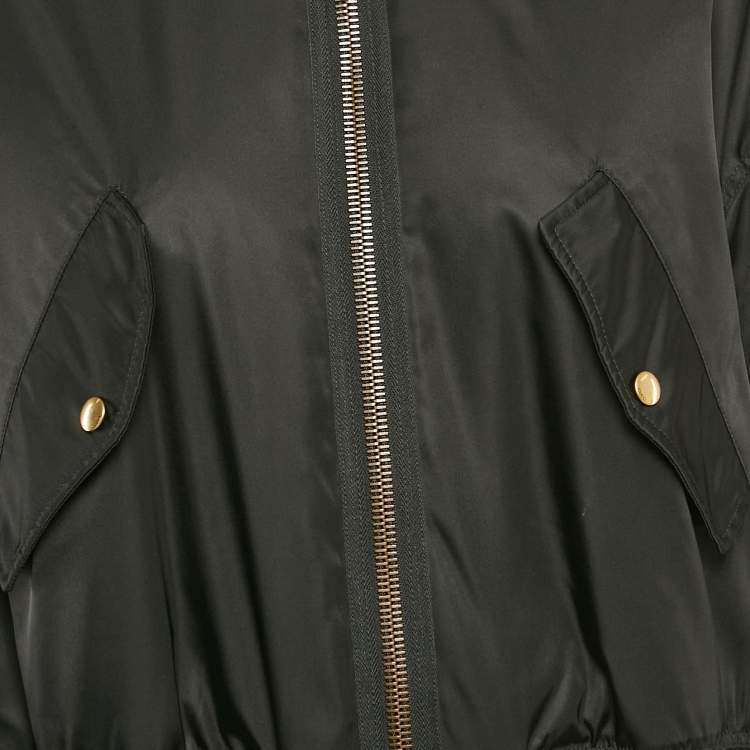 Pre Owned Gucci Black Nylon Rib Trim Nylon Padded Bomber Jacket S