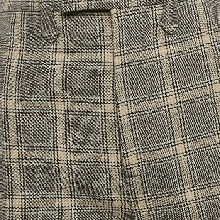 Pre Owned Gucci Grey/Beige Prince of Wales Checks Wool Blend Tapered Trousers S