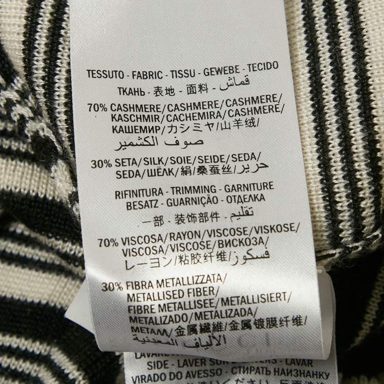 Pre Owned Gucci Black/White Blind For Love Intarsia  Lamé and Cashmere Knit Sweater XS