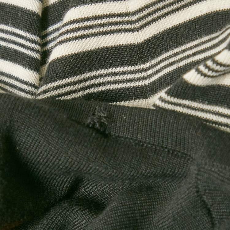Pre Owned Gucci Black/White Blind For Love Intarsia  Lamé and Cashmere Knit Sweater XS