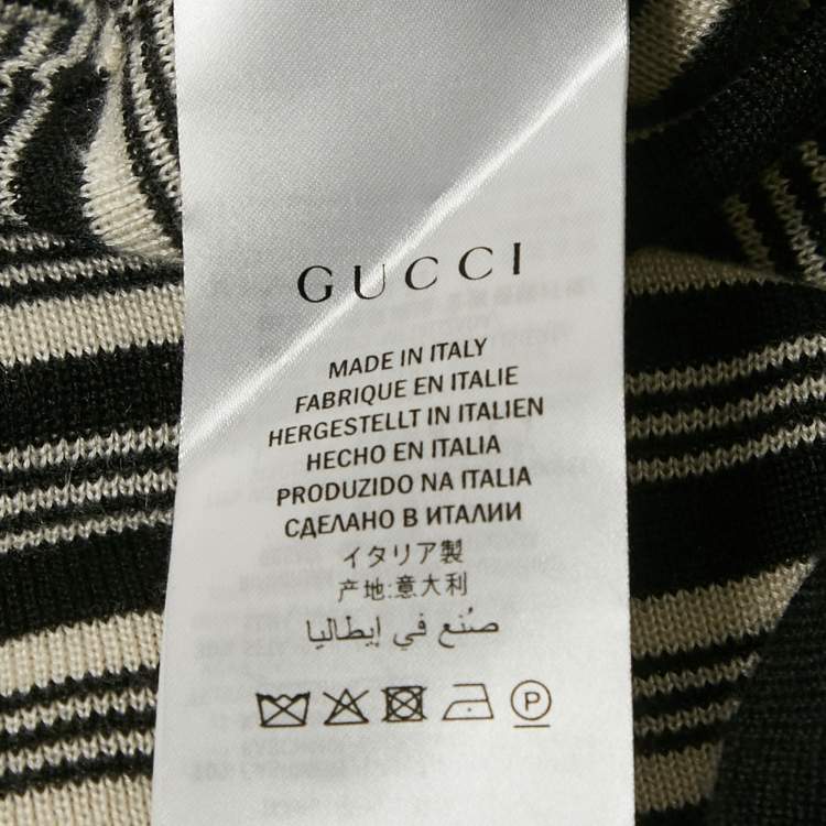 Pre Owned Gucci Black/White Blind For Love Intarsia  Lamé and Cashmere Knit Sweater XS