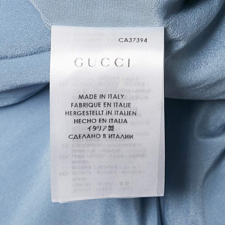 Pre Owned Gucci Blue Textured Mohair Double Breasted Mid-Length Coat S