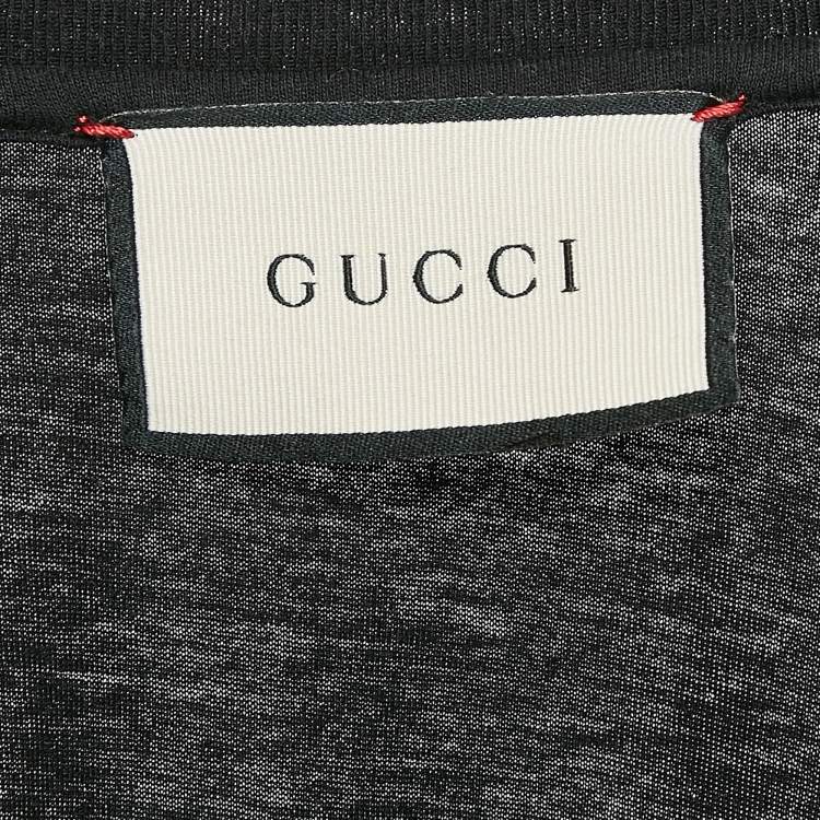 Pre Owned Gucci Black Vintage Logo Print Jersey Distressed T-Shirt XS