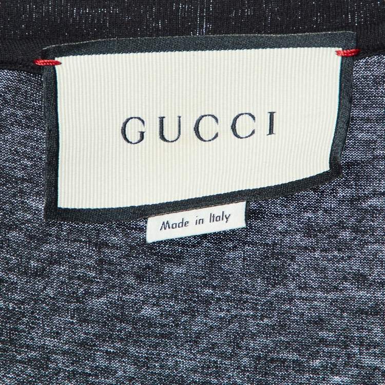 Pre Owned Gucci Black Vintage Logo Print Cotton Distressed T-Shirt M