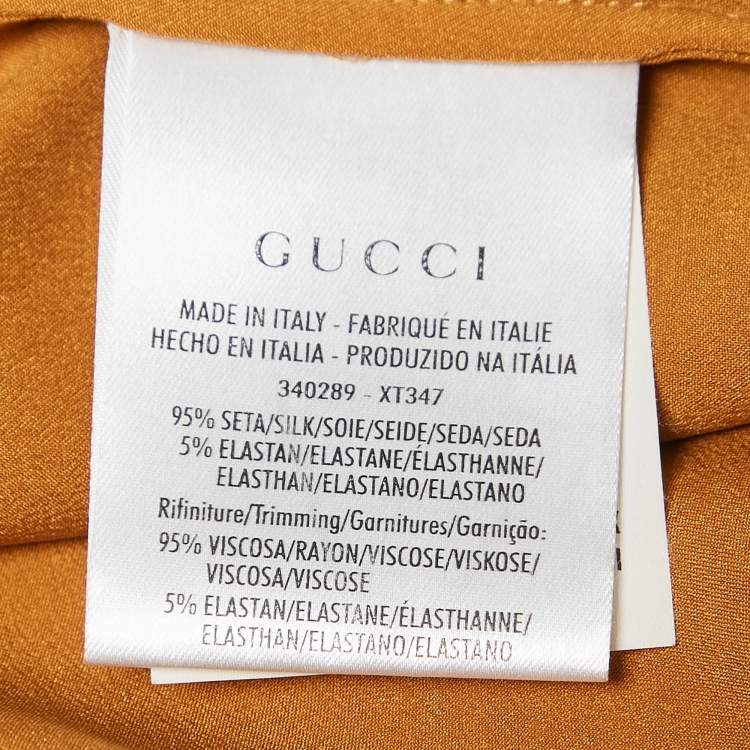 Pre Owned Gucci Mustard Yellow Satin Silk Zip-Up Hooded Jacket S