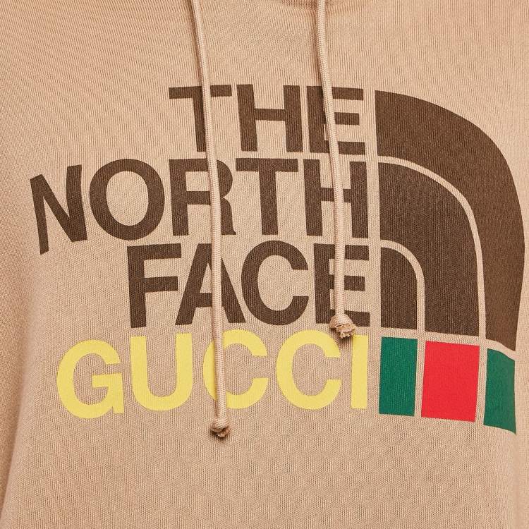 Pre Owned Gucci x The North Face Logo Print Cotton Knit HoodieM