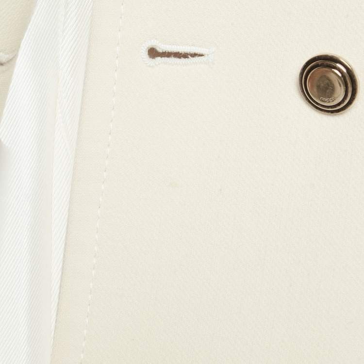 Pre Owned Gucci Cream Wool Double Breasted Coat M
