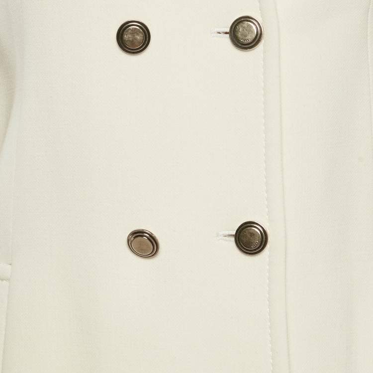 Pre Owned Gucci Cream Wool Double Breasted Coat M