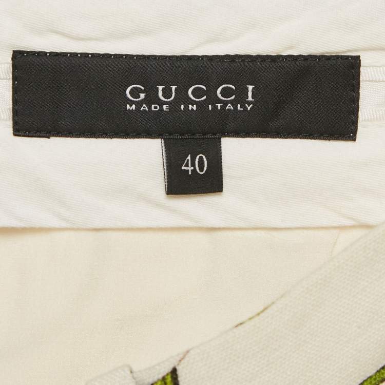 Pre Owned Gucci White Floral Print Linen Shorts S