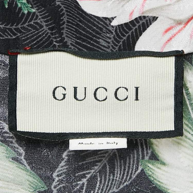 Pre Owned Gucci Black/Multicolor Floral Print Silk Shirt and Shorts Set M