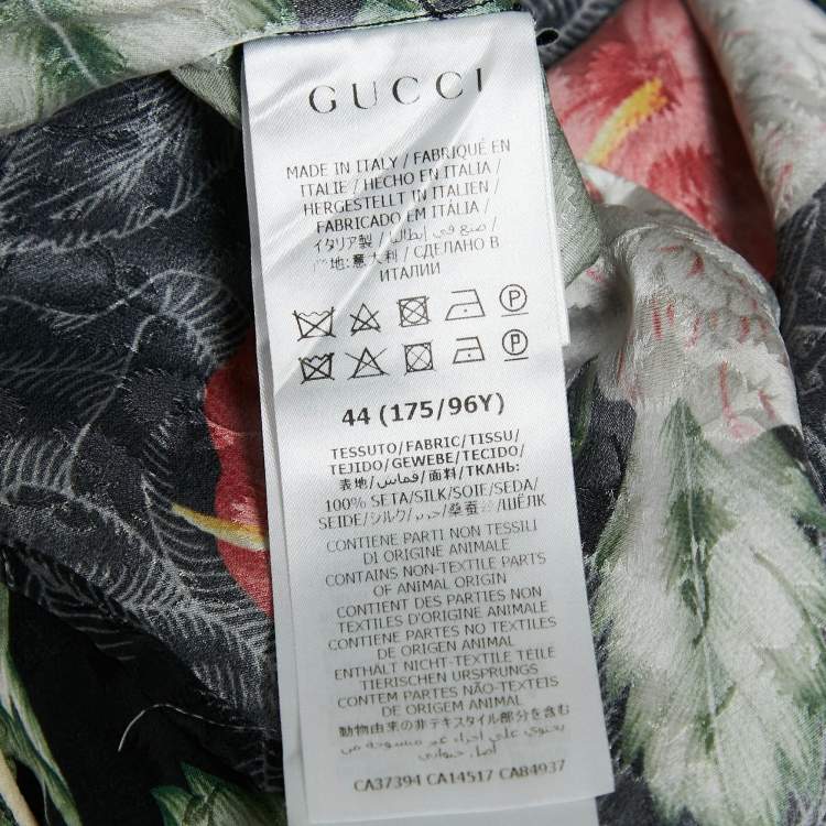Pre Owned Gucci Black/Multicolor Floral Print Silk Shirt and Shorts Set M