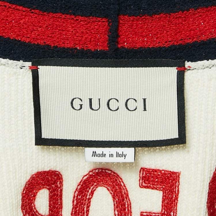 Pre Owned Gucci Cream 'Blind For Love' Cotton Belted Cardigan S