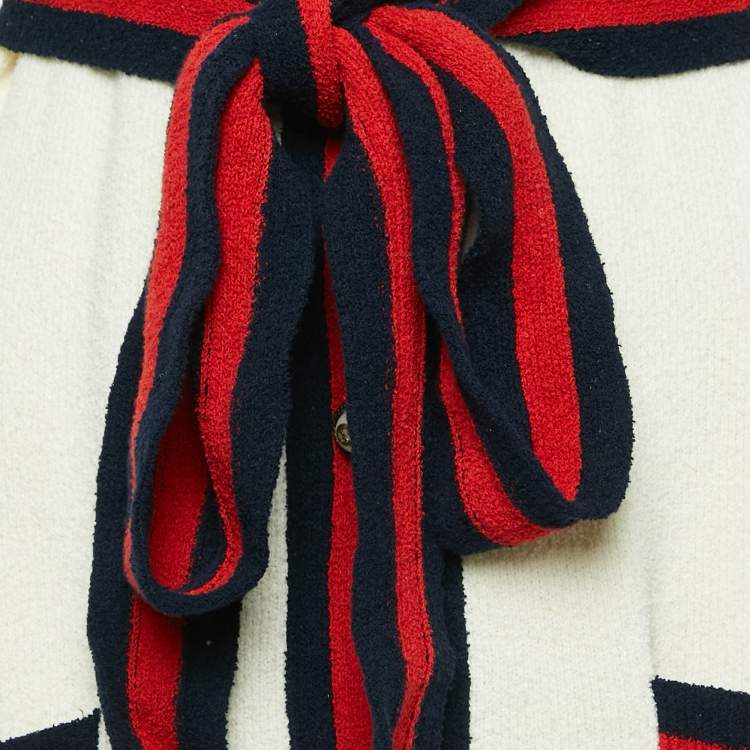 Pre Owned Gucci Cream 'Blind For Love' Cotton Belted Cardigan S