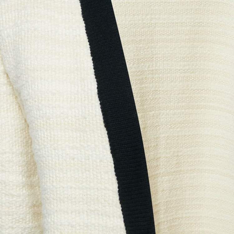 Pre Owned Gucci Cream Wool & Cotton Knit Open Front Cardigan L