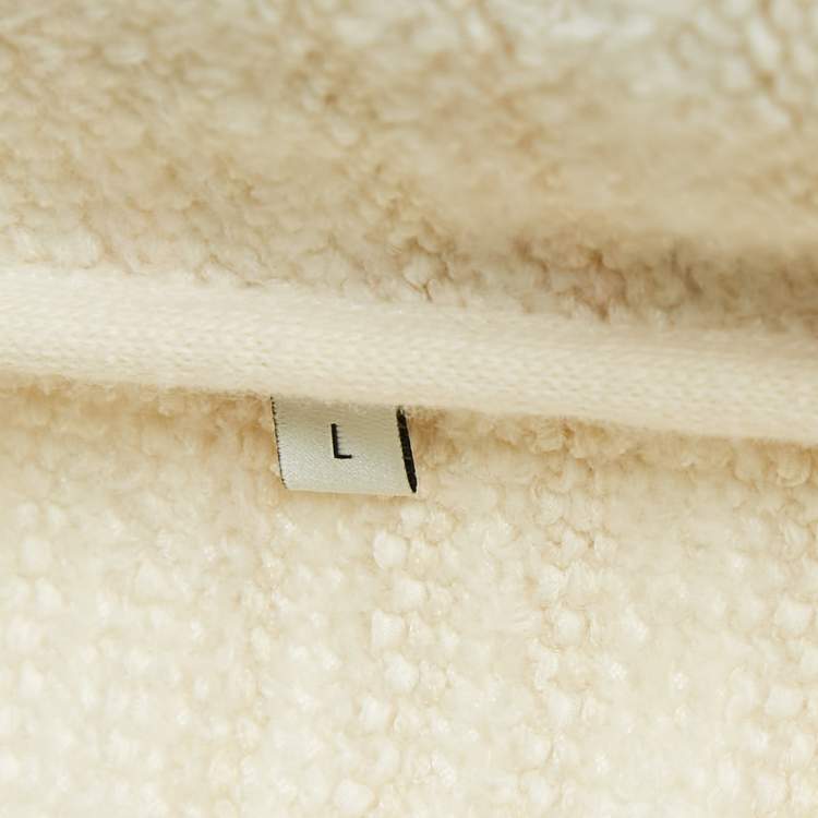 Pre Owned Gucci Cream Wool & Cotton Knit Open Front Cardigan L
