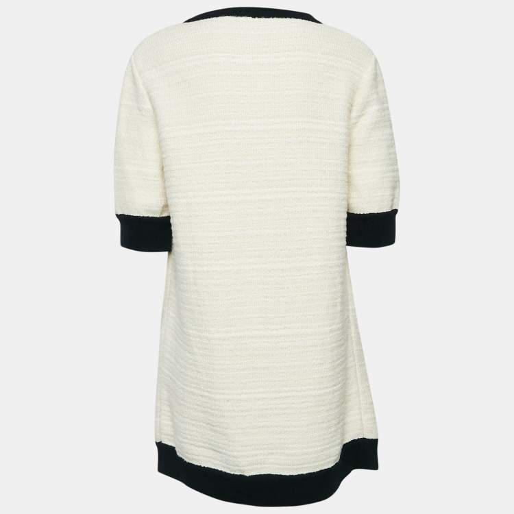 Pre Owned Gucci Cream Wool & Cotton Knit Open Front Cardigan L