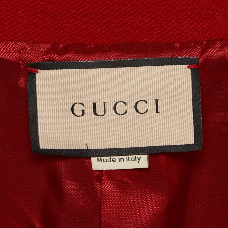 Pre Owned Gucci Red Wool Regular Fit Single Breasted Blazer S