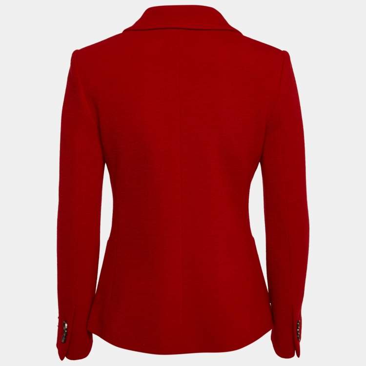 Pre Owned Gucci Red Wool Regular Fit Single Breasted Blazer S