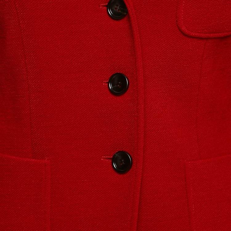 Pre Owned Gucci Red Wool Regular Fit Single Breasted Blazer S