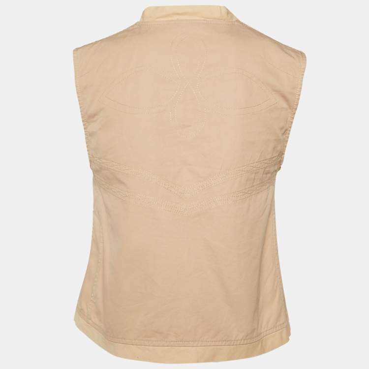 Pre Owned Gucci Beige Cotton Sleeveless Wrap Top S