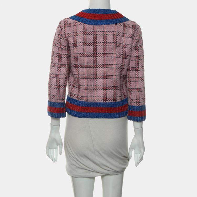 Pre Owned Gucci Multicolor Tweed Metallic Cardigan IT Women 40