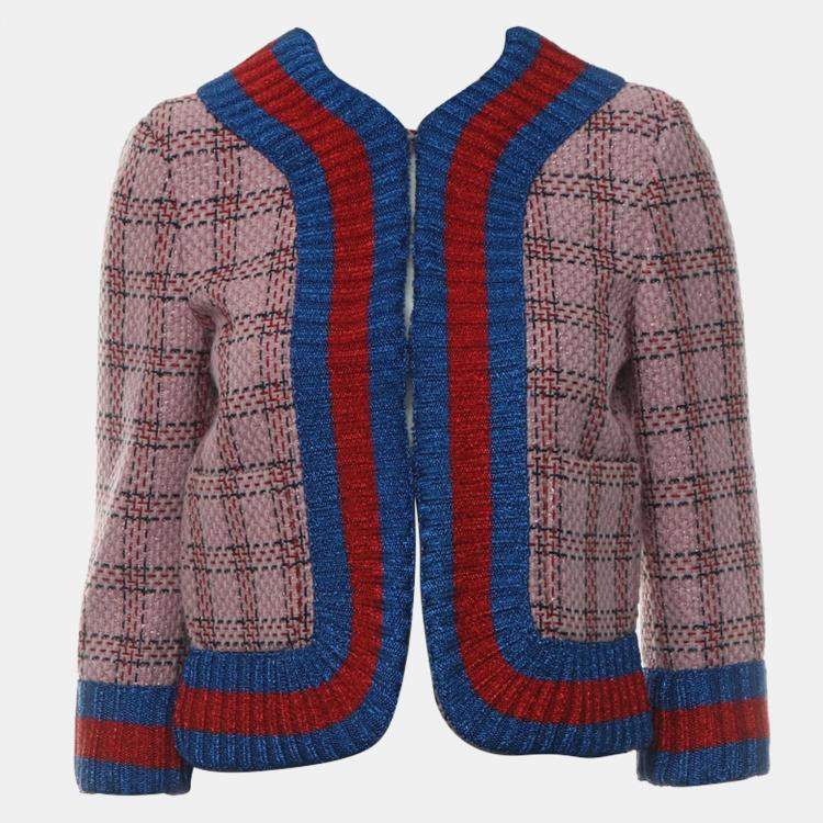 Pre Owned Gucci Multicolor Tweed Metallic Cardigan IT Women 40